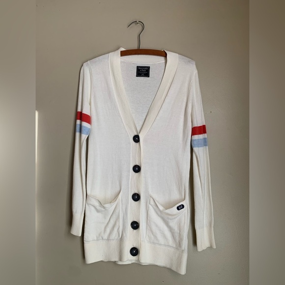 Abercrombie & Fitch cardigan sweater letterman long y2k vintage light academia - Picture 1 of 7